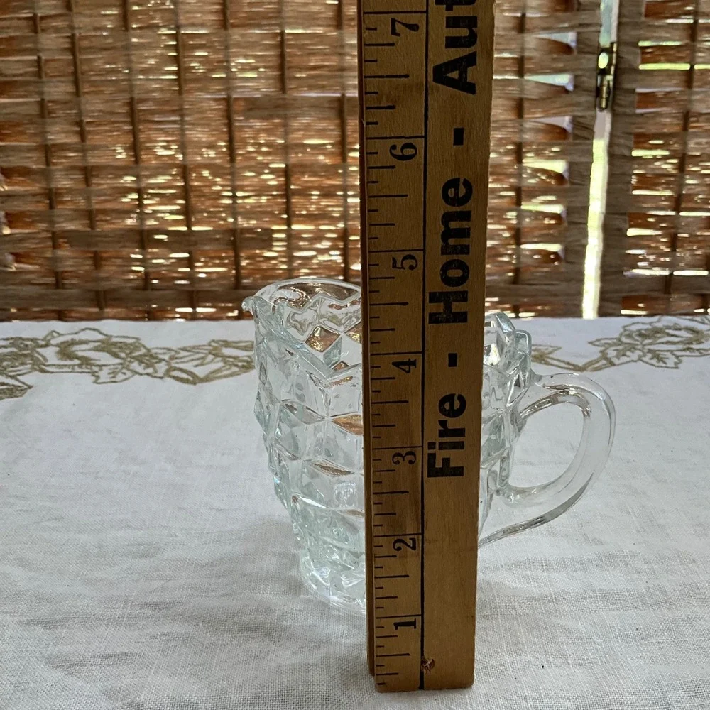Fostoria Vintage Clear Pressed Glass Creamer Pitcher Diamond Point Honeycomb‎
